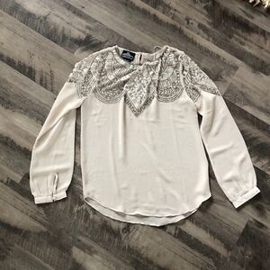 Buckle Sequence Long Sleeve Sheer Business Casual Blouse Shirt Top